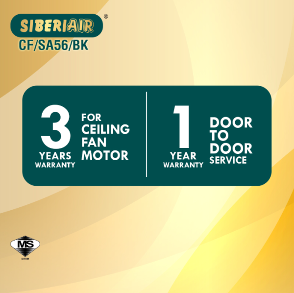 SIBERIAIR 56" SA56 Ceiling Fan With Remote Control CF-SA56BK | 5 Star Energy Efficient - Image 5