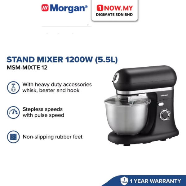 MORGAN 5.5L Stand Mixer MSM-MIXTE12 | 1200W Heavy Duty Kitchen Tool
