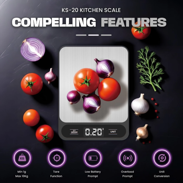 RUSSELL TAYLORS Stainless Steel Kitchen Scale (10kg-1g) KS-20 - Image 3