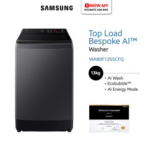 SAMSUNG 13kg Inverter Bespoke Top Load AI Washer WA80F13S5CFQ | 4 Star Energy Efficient