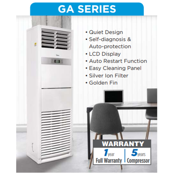 MIDEA 2.5HP 5HP Non Inverter Standing Air Conditioner GA Series MFPA-25CRN8 MFGA-48CRNX (Pre Order) - Image 2