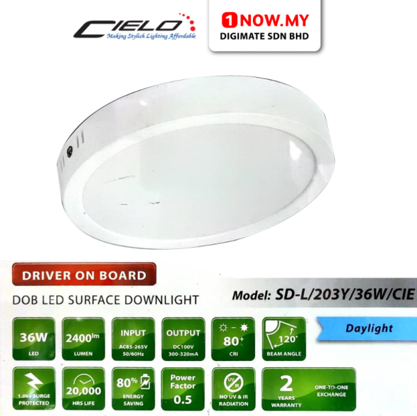 CIELO 36W Downlight Ceiling Light SD-L/203Y/36W/CIE | DOB Led Surface