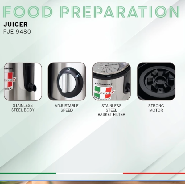 FABER 400W Optimum Juicer FJE 9480 | Strong Juice Extractor - Image 7