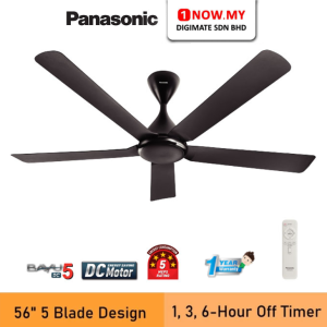 PANASONIC 56” Bayu DC Ceiling Fan F-M14JHVBKH | 5-Blade 5 Star Energy Saving