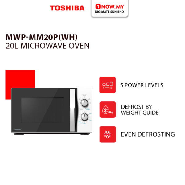 TOSHIBA 20L Microwave Oven MWP-MM20P(WH) | Quality 3 Star Energy Efficient
