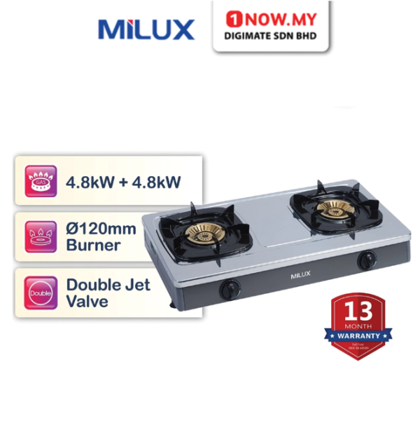 MILUX 2 Burners Gas Stove MSS-3250 | Stainless Steel