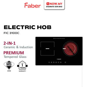 FABER 2 Burners Built-In Gas Induction Cooker Hob FIC3100C | Ceramic Easy Cleaning Elegant Touch
