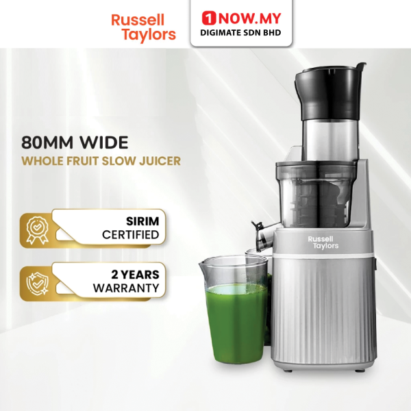 RUSSELL TAYLORS Masticating Cold Press Slow Juicer SJ2 | 88mm Wide Feeding Tube Compact