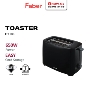 FABER 2 Slices Bread Toaster FT 26 | Safe Touch Body