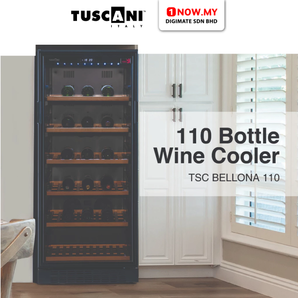 TUSCANI Free Standing Wine Cooler TSC BELLONA 110 | Durable Shelves​​​​​​​ Fits 111 Bottles UV Protection (Pre Order)