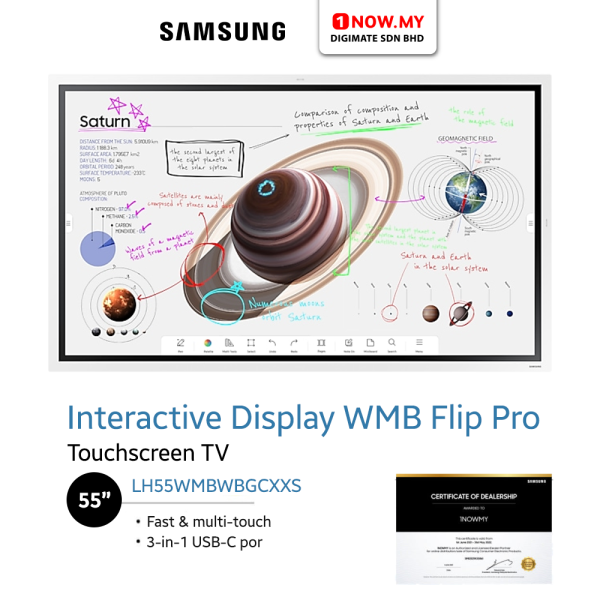 SAMSUNG 55" Interactive Display WMB Flip Pro LH55WMBWBGCXXS | Multi Touch Screen (Pre Order)
