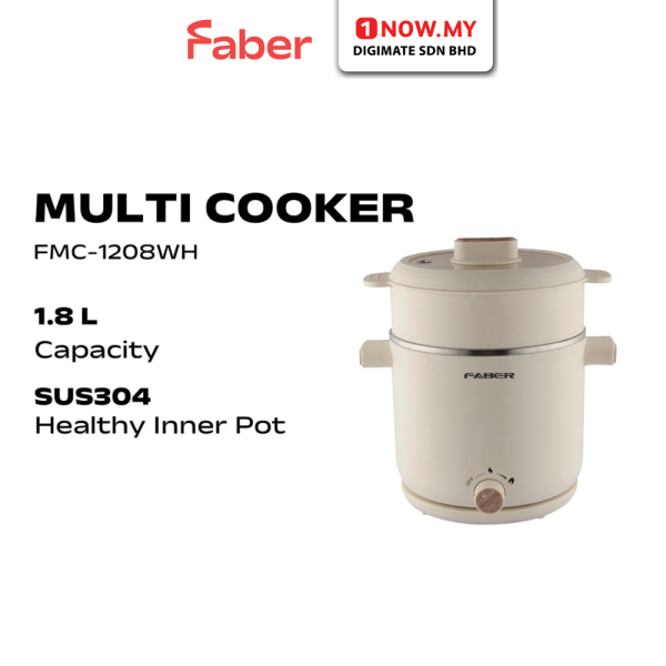 FABER 1.8L Pine-S Multi Cooker FMC-1208WH | 600W Heat Resistant Handle