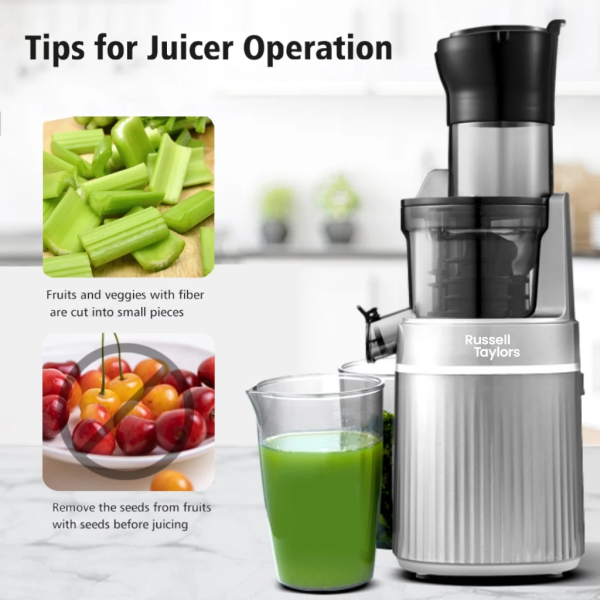 RUSSELL TAYLORS Masticating Cold Press Slow Juicer SJ2 | 88mm Wide Feeding Tube Compact - Image 5