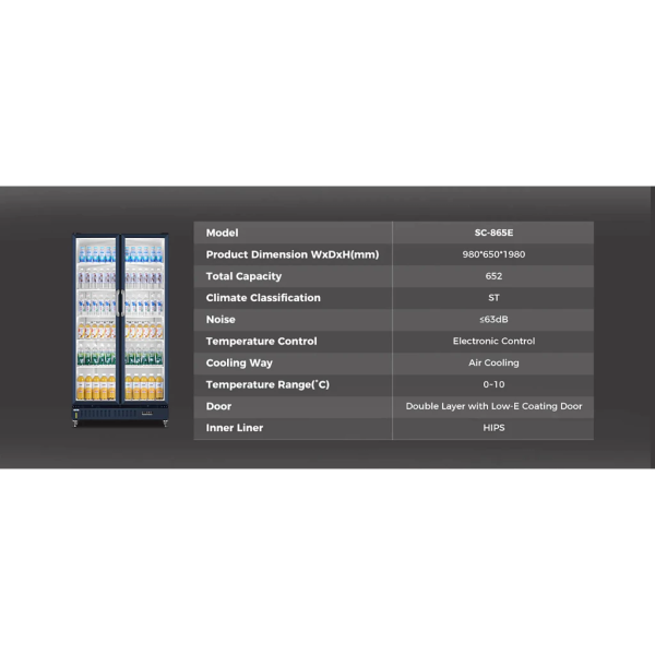 HAIER 865L 2-Door Display Chiller Showcase SC-865E | Energy Saving (Pre Order) - Image 4