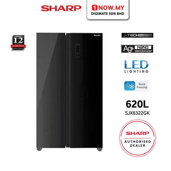 SHARP 620L Inverter Side-By-Side Fridge SJX6322GK | Multi Air Flow