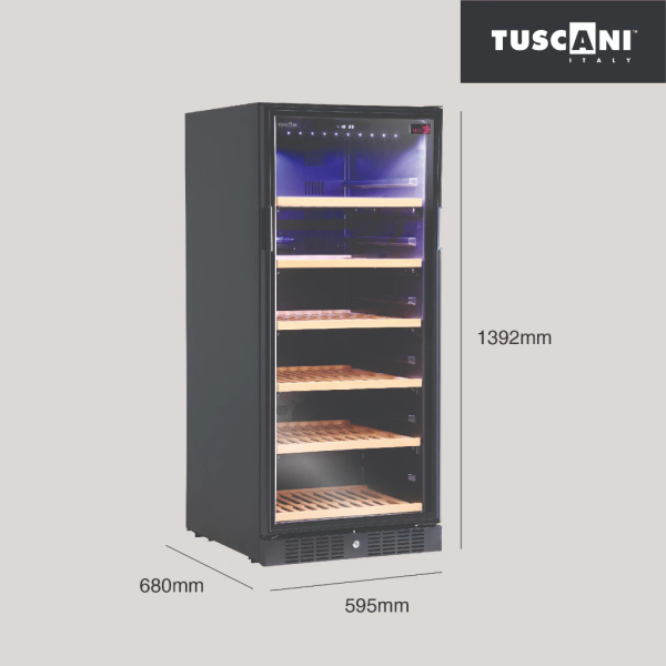 TUSCANI Free Standing Wine Cooler TSC BELLONA 110 | Durable Shelves​​​​​​​ Fits 111 Bottles UV Protection (Pre Order) - Image 3