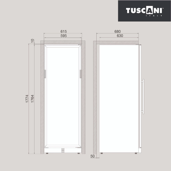 TUSCANI Free Standing Wine Cooler TSC BELLONA 166 | Durable Shelves​​​​​​​ Fits 151 Bottles UV Protection (Pre Order) - Image 4