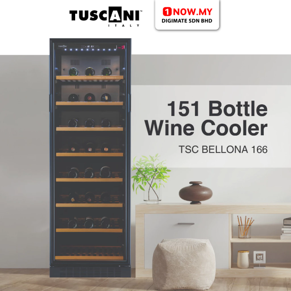 TUSCANI Free Standing Wine Cooler TSC BELLONA 166 | Durable Shelves​​​​​​​ Fits 151 Bottles UV Protection