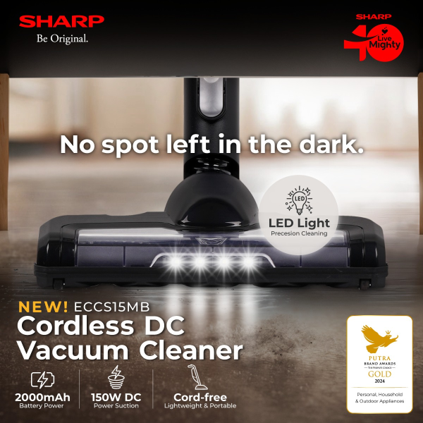 SHARP Vacuum Cleaner Cordless Stick ECCS15MB | 150W DC Motor Bagless - Image 2
