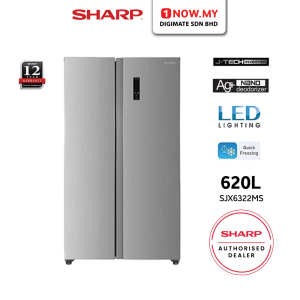 SHARP 620L Inverter Side-By-Side Fridge SJX6322MS | Multi Air Flow