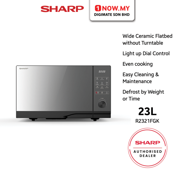 SHARP 23L Jog Dial Flatbed Microwave Oven R2321FGK | 4 Stars Energy Efficient
