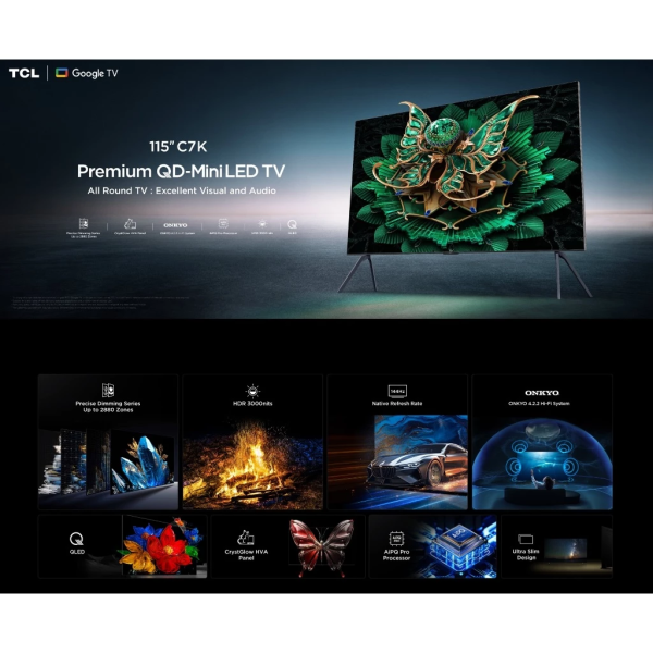 TCL 115" C7K Premium QD-Mini LED TV 115C7K | 144hz CrystGlow HVA Panel, Great Audio (Pre Order) - Image 5