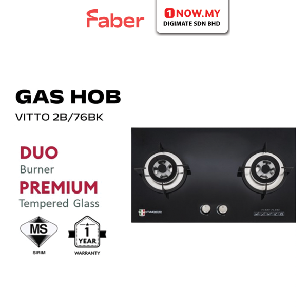 FABER 2 Burners Built-In Glass Hob VITTO 2B/76BK