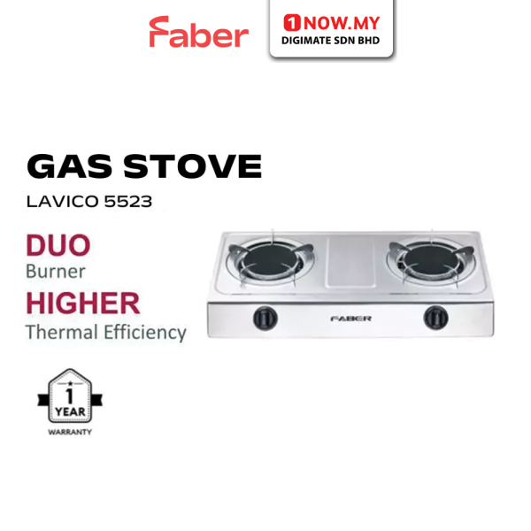 FABER 2 Burners Gas Stove FS LAVICO 5523 | Stainless Steel Body