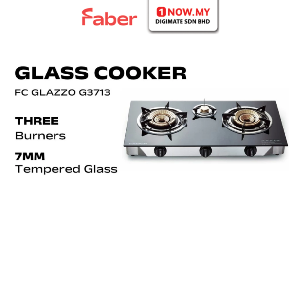 FABER 3 Burners Glass Gas Stove FC GLAZZO G3713