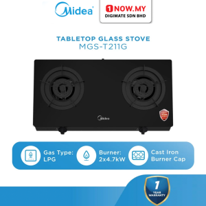 MIDEA 2 Burners Gas Stove MGS-T211G | High Energy Efficiency Elegant Tempered Glass