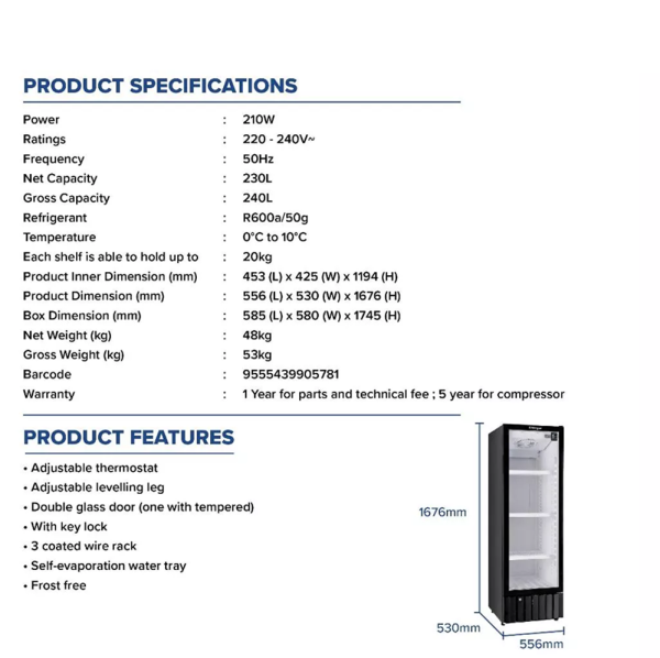 MORGAN 240L Chiller Showcase MCS-299 | Frost Free - Image 3