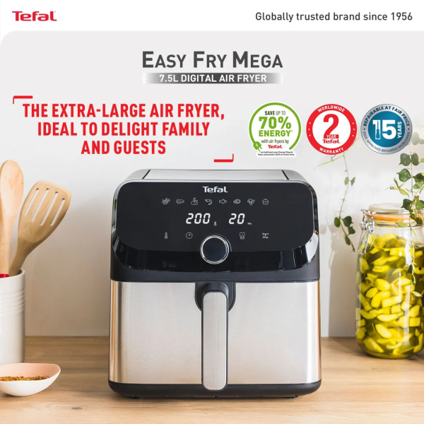 TEFAL 7.5L Easy Fry Mega Air Fryer EY855D40 - Image 2