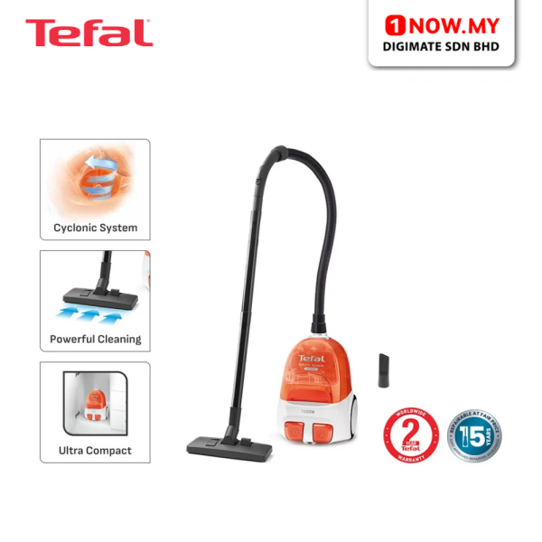 TEFAL Micro Space Cyclonic Vacuum Cleaner Bagless Canister TW3233 | Powerful Ultra-Easy Use