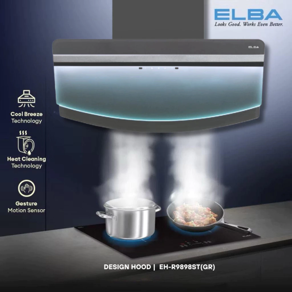 ELBA Designer Hood Gesture Motion Sensors EH-R9898ST(GR) | Duct Out Recirculate Function - Image 3