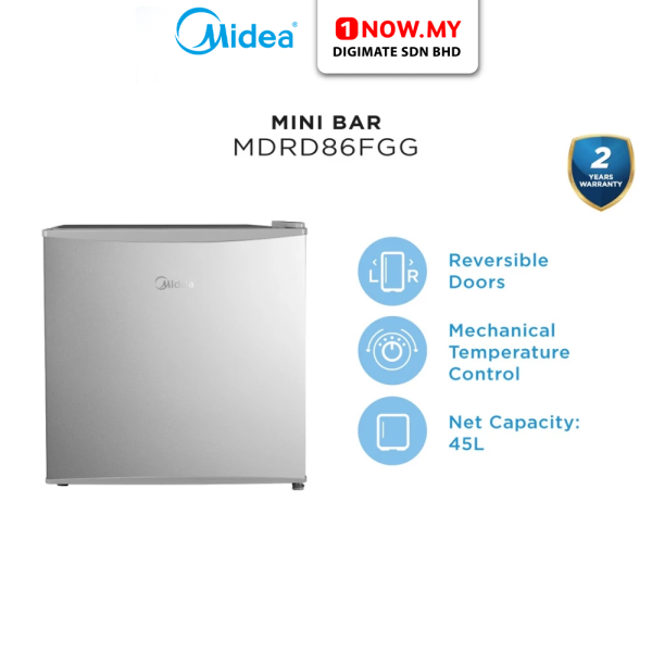 MIDEA 50L Compact Mini Bar Refrigerator MDRD86FGG | Reversible Door