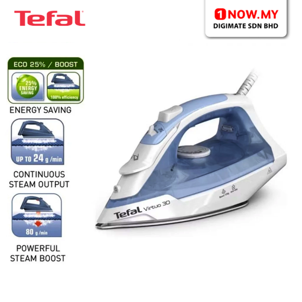 TEFAL Virtuo 30 Steam Iron FV2C41 | Quick & Easy Powerful 2000W