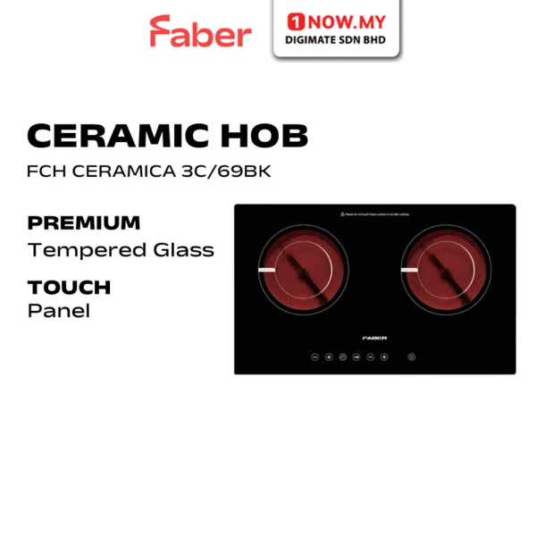 FABER 2 Burners Built-In Induction Cooker Hob FCH Ceramica 3C/69BK | Overheating Protection