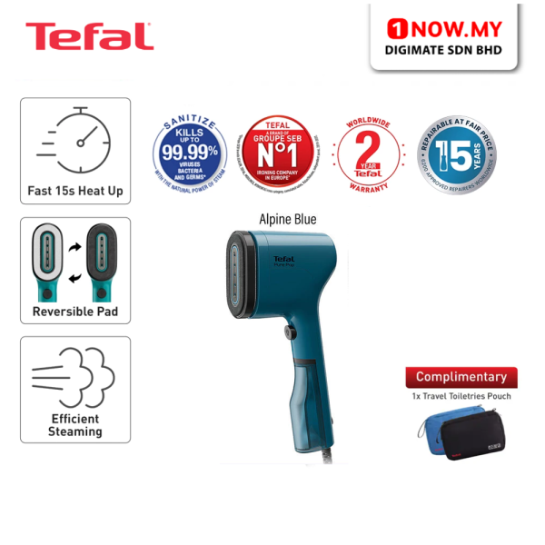 TEFAL Pure Pop Handheld Garment Steamer DT2020 (Alpine Blue) | Stylish On The Go