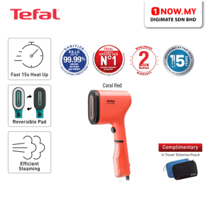 TEFAL Pure Pop Handheld Garment Steamer DT2022 (Coral Red) | Stylish On The Go