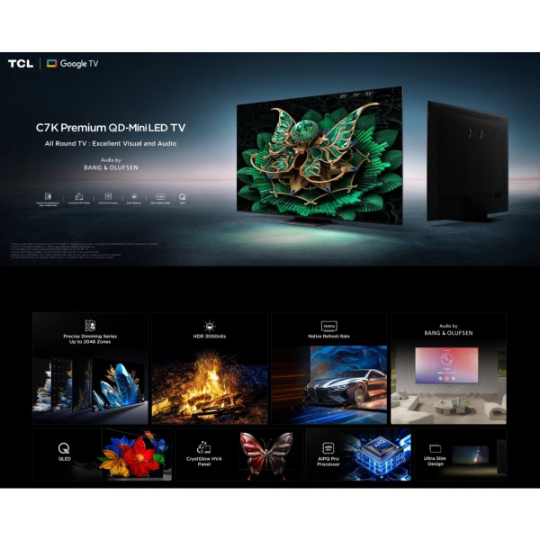 TCL 65" C7K Premium QD-Mini LED TV 65C7K | 144hz CrystGlow HVA Panel, Great Audio - Image 2