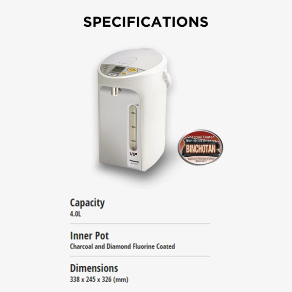 PANASONIC 4L Thermo Pot Save Energy NC-HU401PZSK | Water Level Indicator - Image 7