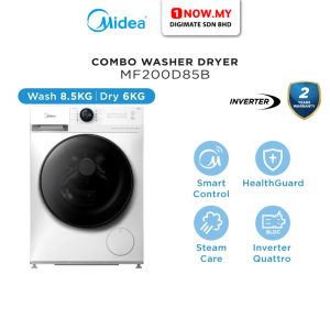 MIDEA 8.5kg/6kg Front Load Washer Dryer MF200D85B | Steam Wash