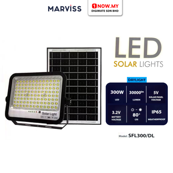MARVISS 300W LED Solar Lights (Daylight) SFL300/DL | Weatherproof