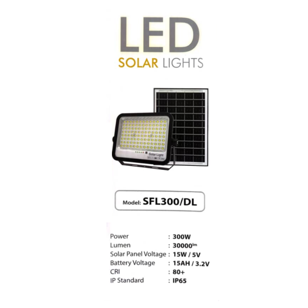 MARVISS 300W LED Solar Lights (Daylight) SFL300/DL | Weatherproof - Image 3