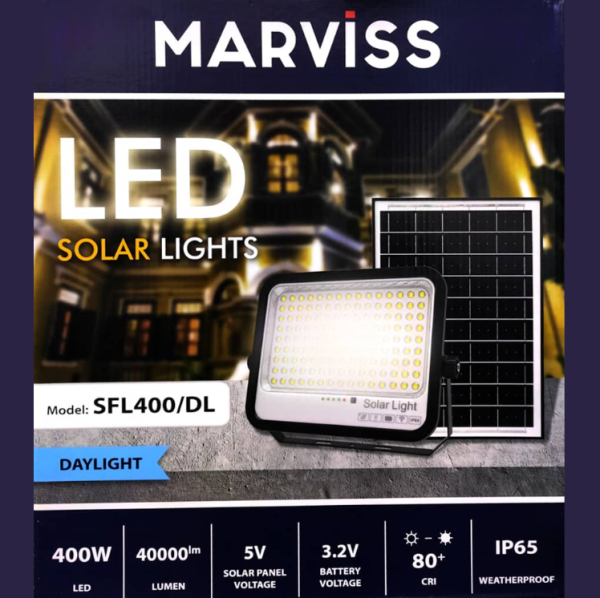 MARVISS 400W LED Solar Lights (Daylight) SFL400/DL | Weatherproof - Image 2