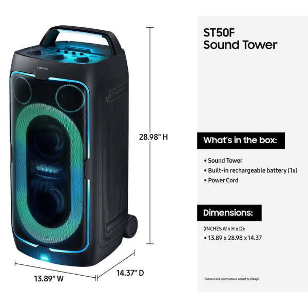 SAMSUNG Sound Tower Portable Party Speaker Built-In Battery MX-ST50F [TNG RM200] - Image 2