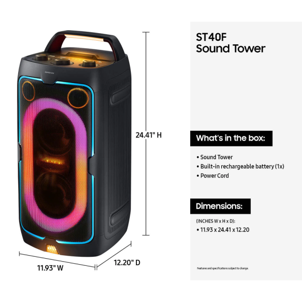 SAMSUNG Sound Tower Portable Party Speaker Built-In Battery MX-ST40F [TNG RM100] - Image 2