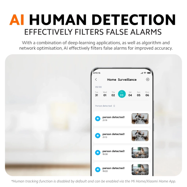 XIAOMI Smart Camera CCTV C200 (BHR6766GL) | 1080P Resolution | 360° Vision | Two-way Call | AI Human Detection - Image 5
