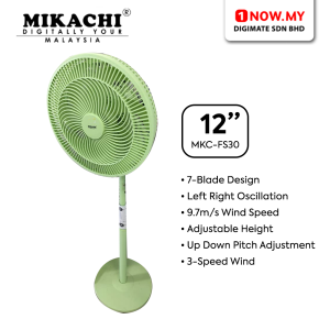 MIKACHI 12" Turbo Stand Fan MKC-FS30 | Green Strong Air Supply