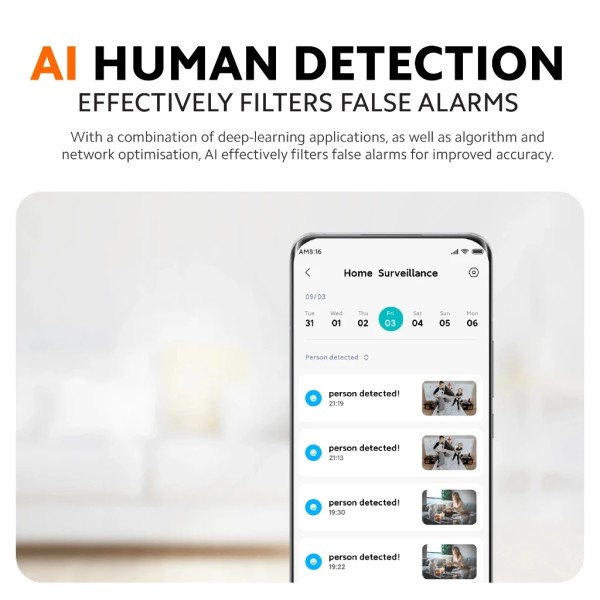 XIAOMI Smart Camera CCTV C300 (BHR6540GL) | 2K 1440P Resolution | 360° Vision | Two-way Call | AI Human Detection - Image 6